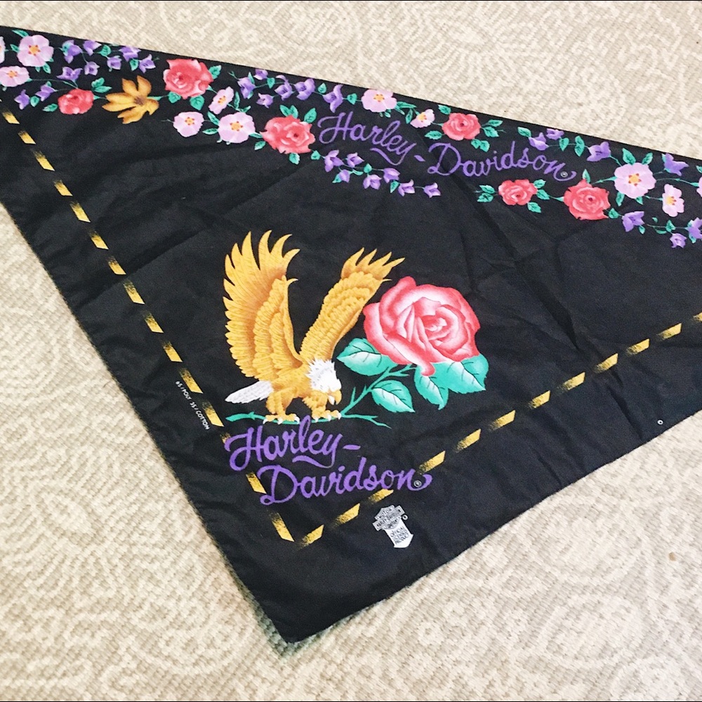 Vintage Harley Davidson Floral Bandana/Scarf
